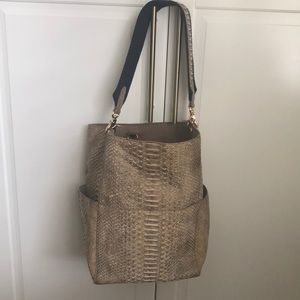 Byron cream colored Python tote